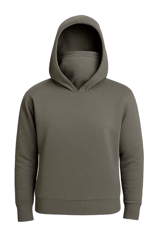 SUDADERA GRIS MULTIFUNCIONAL CON GORRO Y PASAMONTAÑAS INCLUIDO